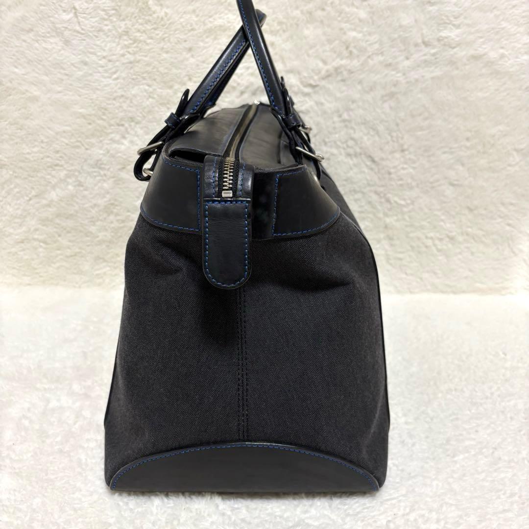 ソメスサドル ボストンバッグ デニムキャンバス×レザー チャコールブラック系