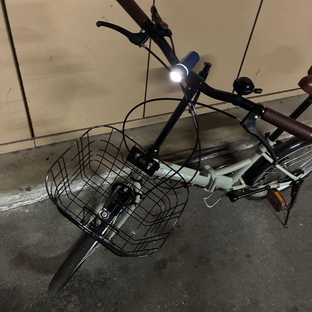 全国送料込み！折りたたみ自転車20インチ6段変速 カゴLEDライト ワイヤ錠付き