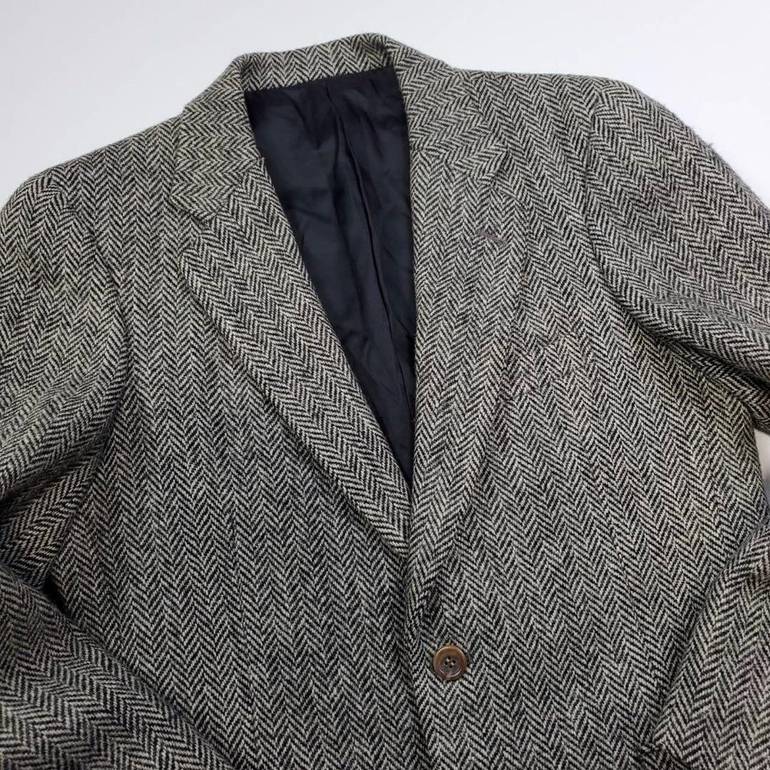 Harris Tweed テーラードジャケット ヘリンボーン グレー 高級生地