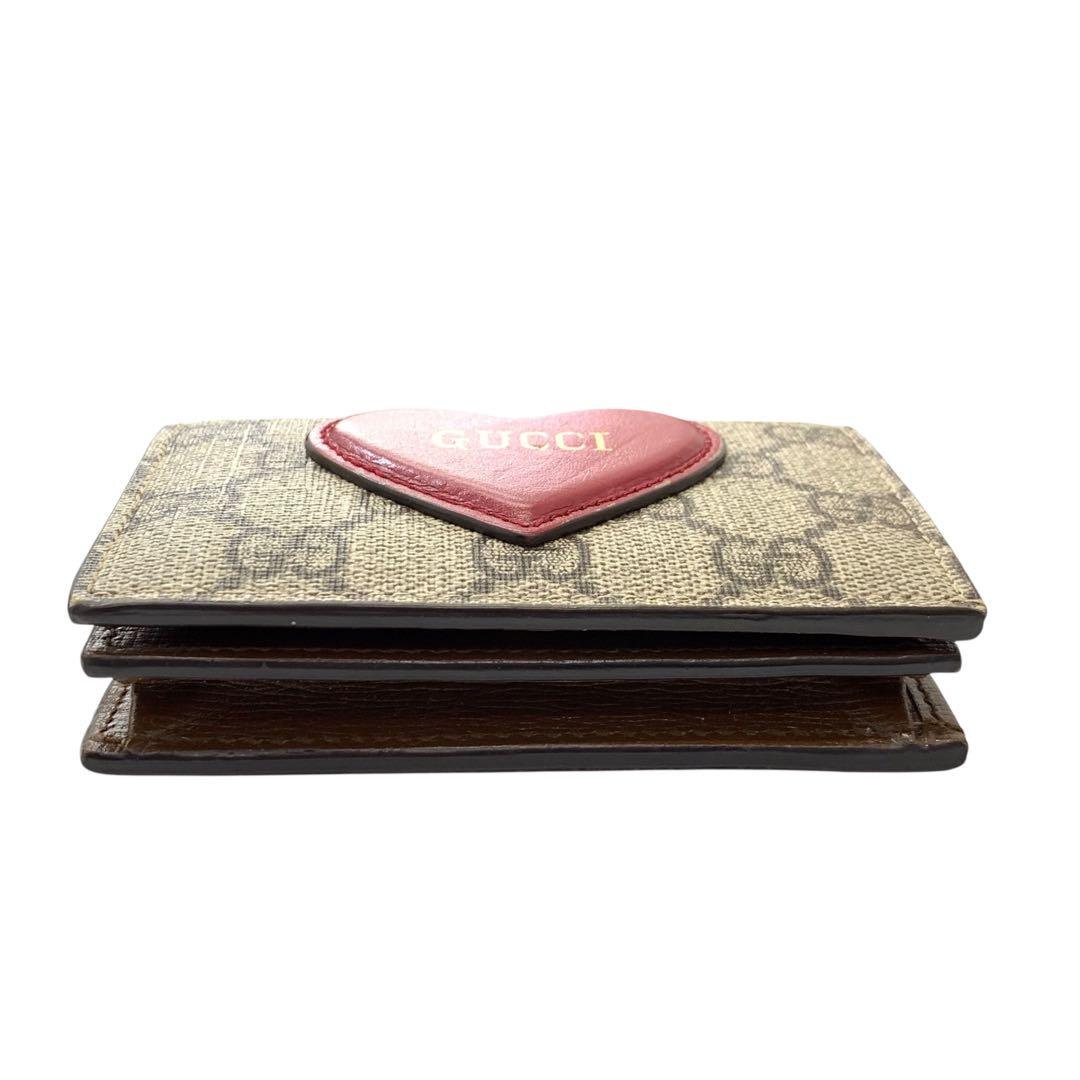 【美品】GUCCI グッチ GGスプリーム ハート コンパクト財布 648848