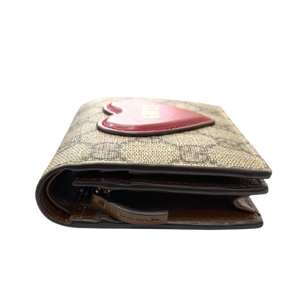 【美品】GUCCI グッチ GGスプリーム ハート コンパクト財布 648848