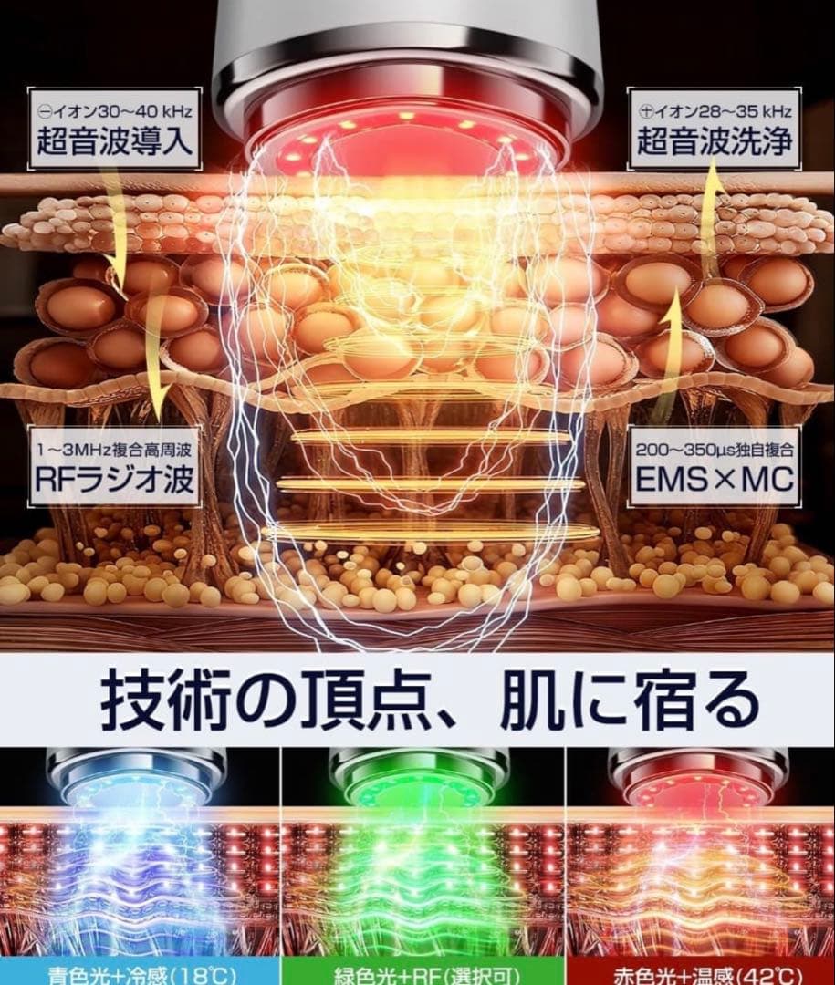 美顔器 高周波 EMS 温冷　USB C-type