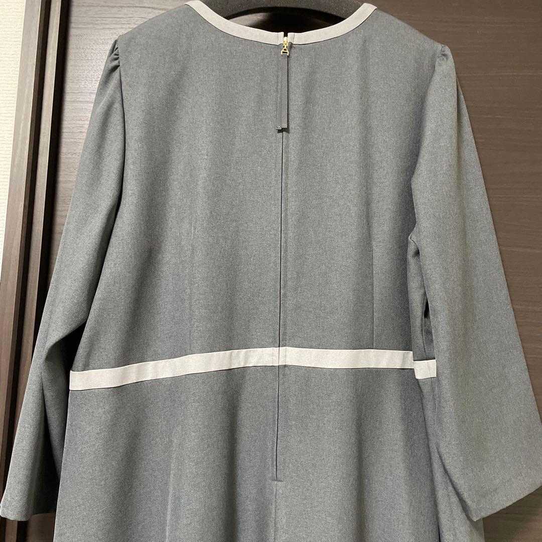 新品　タグつき　春　UVカット　リボン　プリーツ　バイカラー　ワンピース