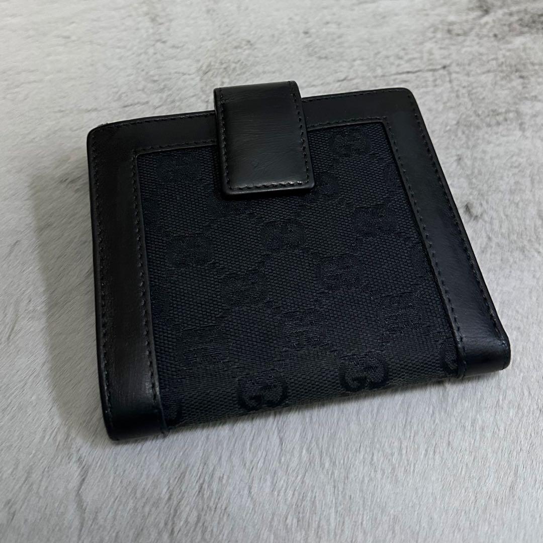 GUCCI グッチ　折り財布　キャンバス　Wホック　メタルロゴ　GG