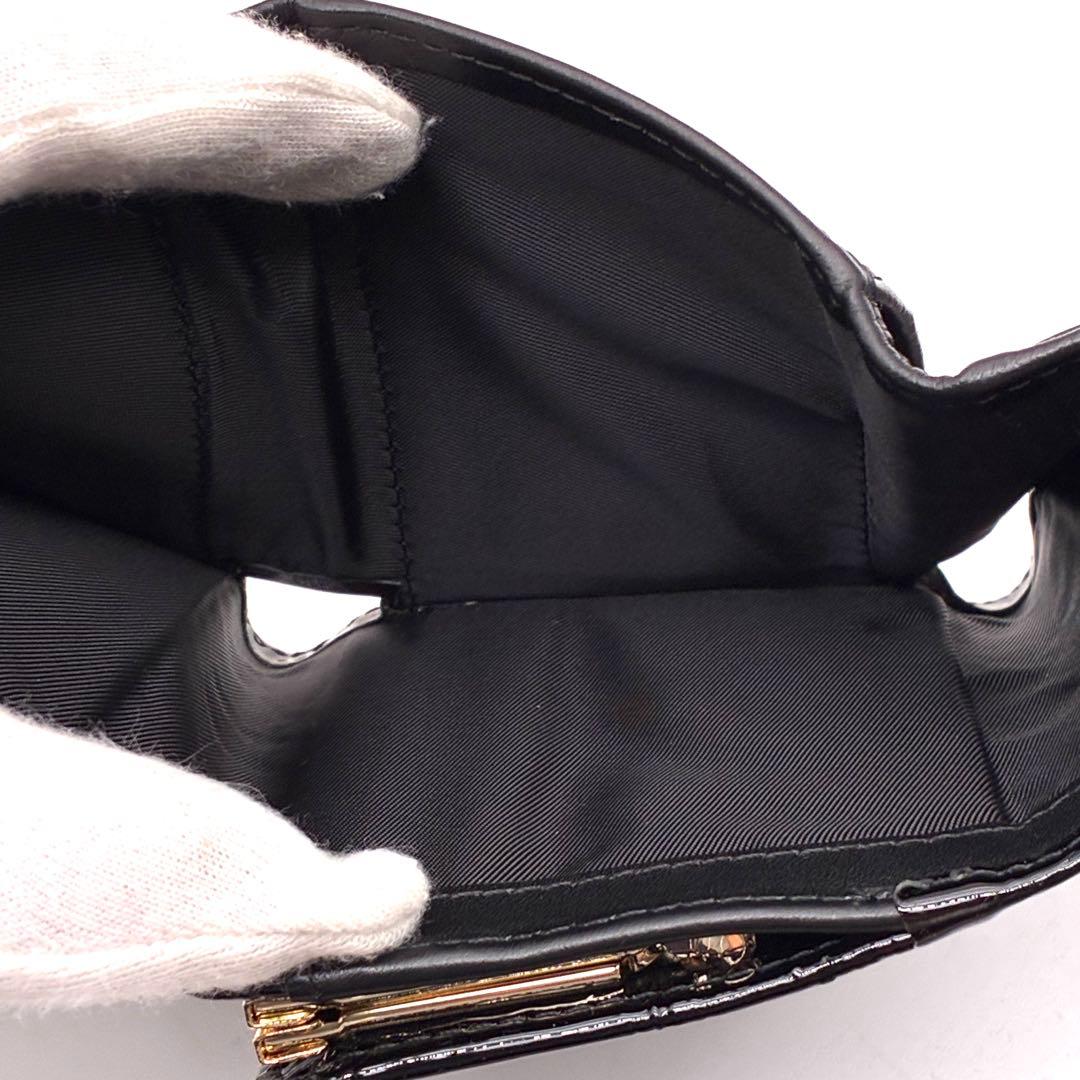 未使用保管品 ヴィヴィアンウエストウッド 三つ折り財布 オーブ がま口 総柄 黒