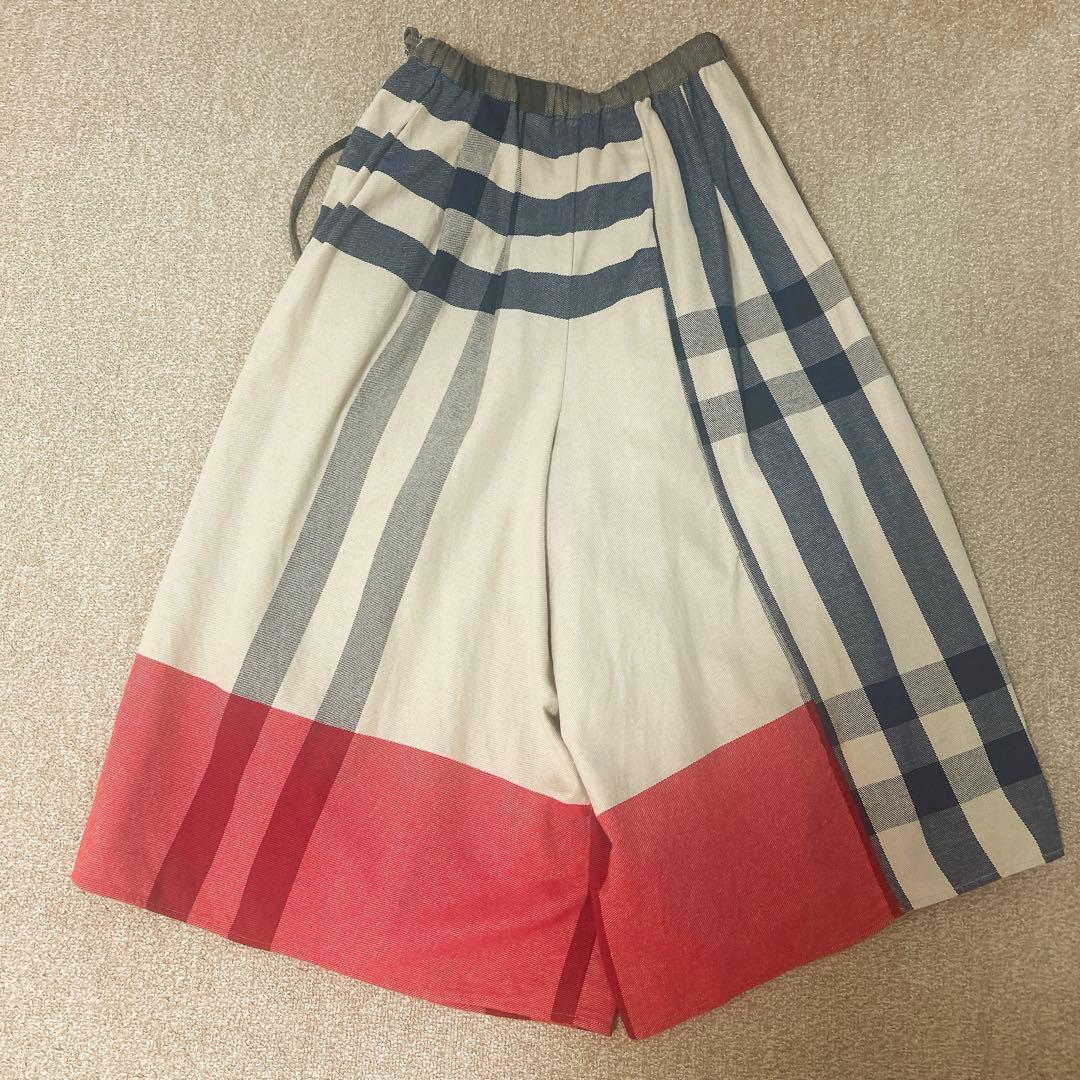 nop de nod コットンリネンビエラパネルチェックタックキュロットスカート
