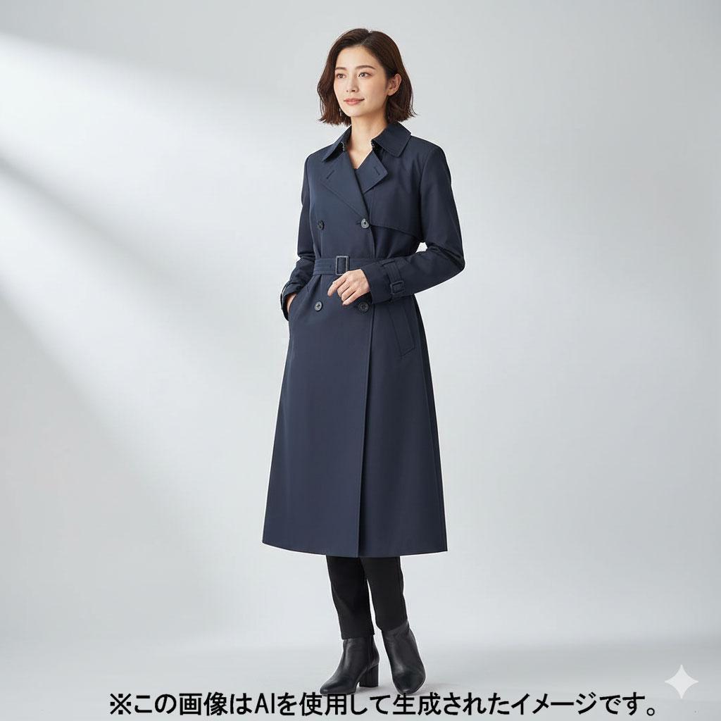 【美品】マックスマーラステュディオ トレンチコート 40 ネイビー 3Q32