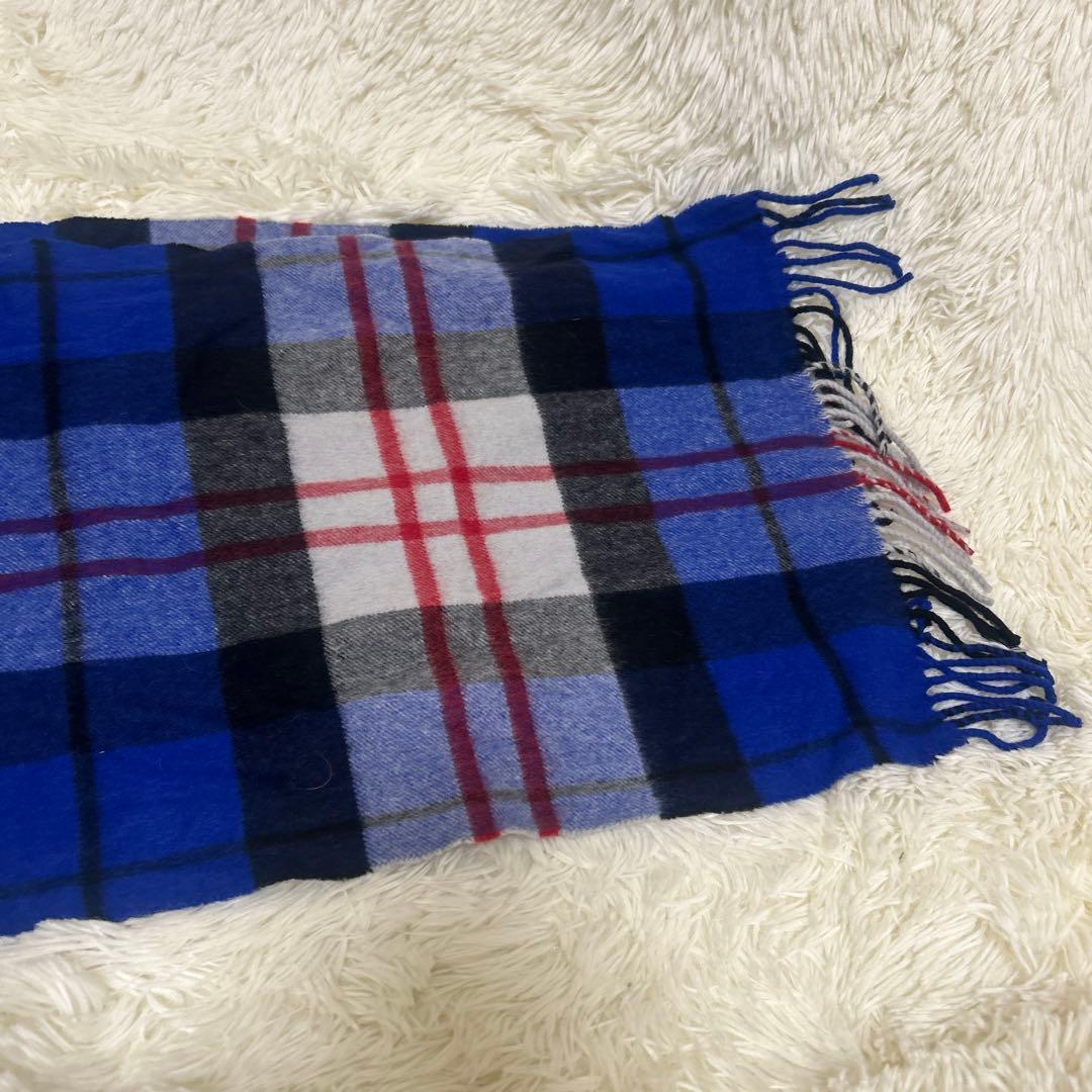 美品 ジョンストンズ カシミヤ100％ 中判　マクファデンブルー チェック