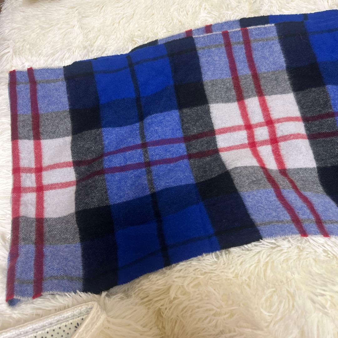 美品 ジョンストンズ カシミヤ100％ 中判　マクファデンブルー チェック