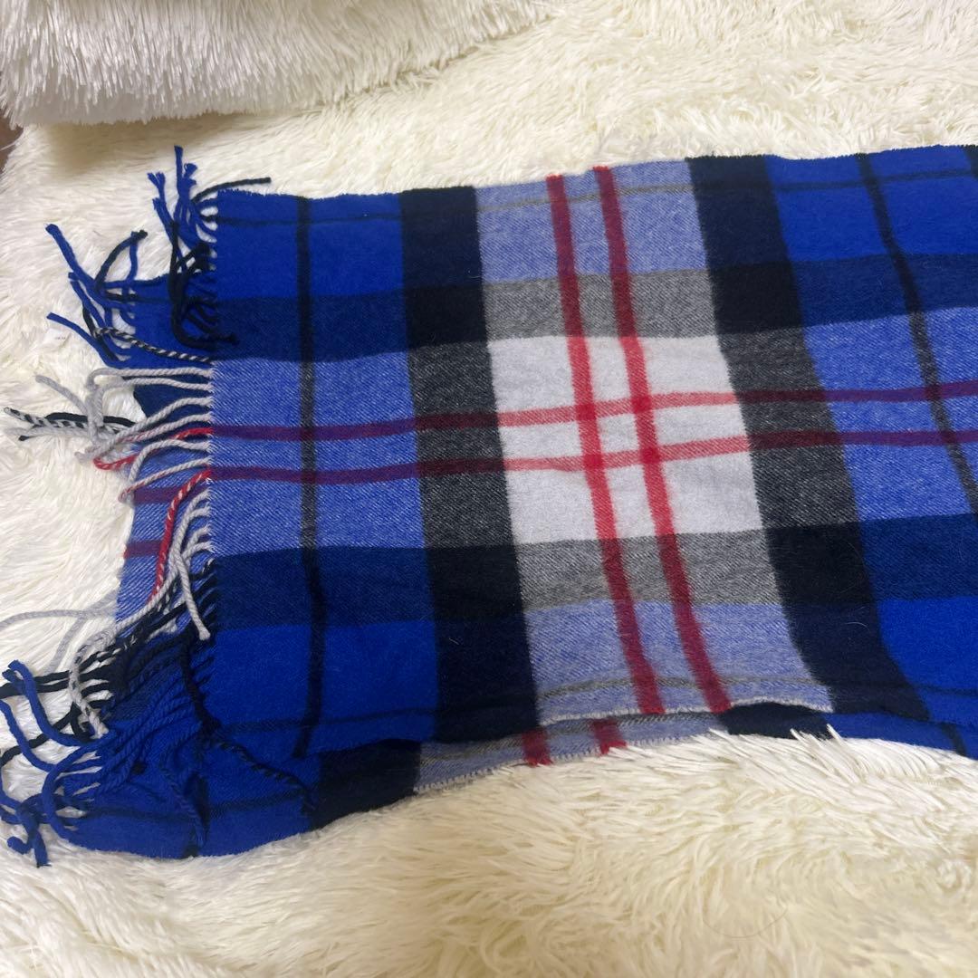 美品 ジョンストンズ カシミヤ100％ 中判　マクファデンブルー チェック