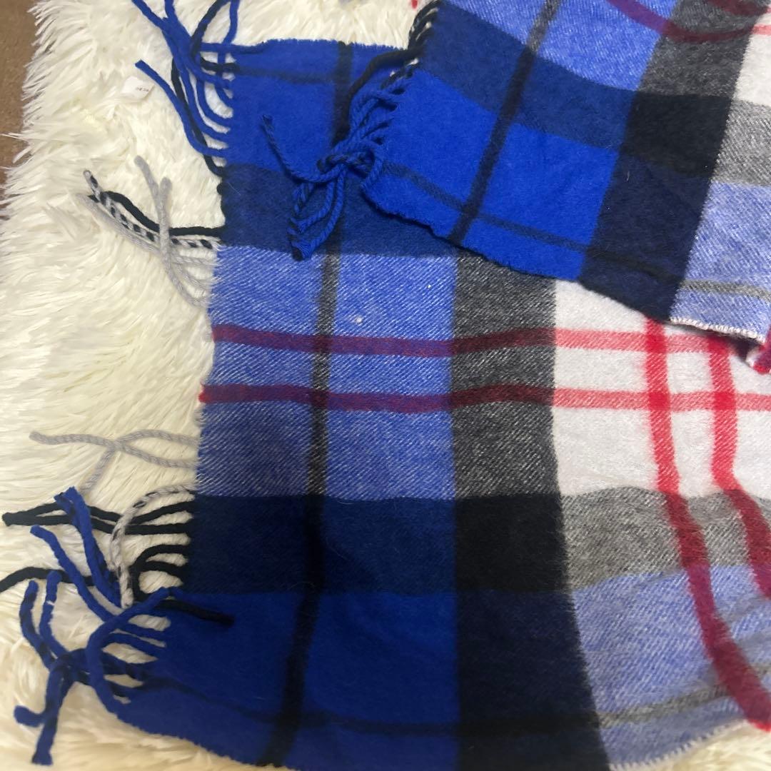 美品 ジョンストンズ カシミヤ100％ 中判　マクファデンブルー チェック