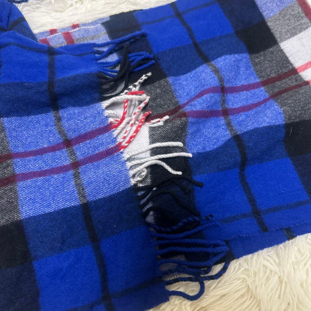 美品 ジョンストンズ カシミヤ100％ 中判　マクファデンブルー チェック