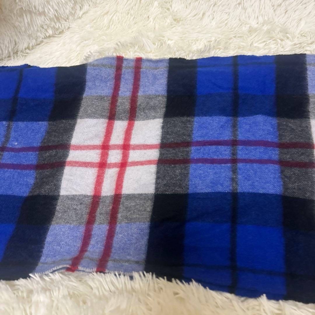 美品 ジョンストンズ カシミヤ100％ 中判　マクファデンブルー チェック