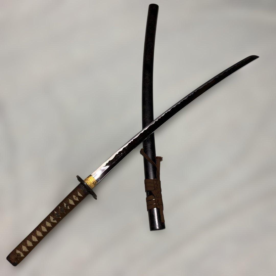 模造刀 茶柄 雲龍楕円鍔 茶糸模様黒鞘