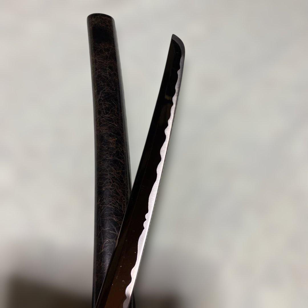模造刀 茶柄 雲龍楕円鍔 茶糸模様黒鞘