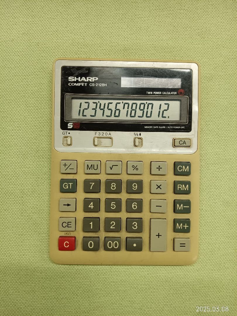 《TA2027》希少 SHARP COMPET CS-2128H 12桁 電卓