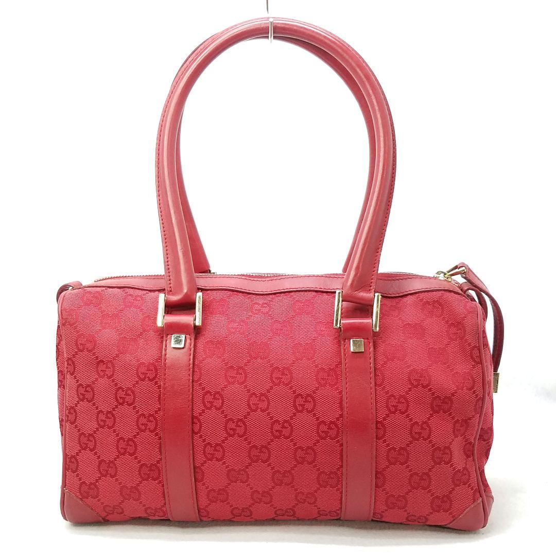 GUCCI グッチ ミニボストンバッグ GGキャンバス 赤 レッド