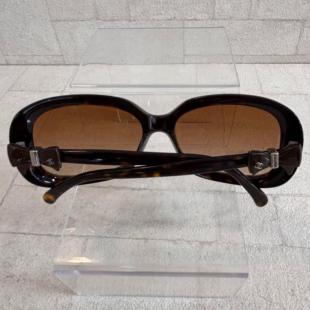 【極美品】シャネル☆リボンモチーフ オーバーサイズサングラス　べっ甲　767