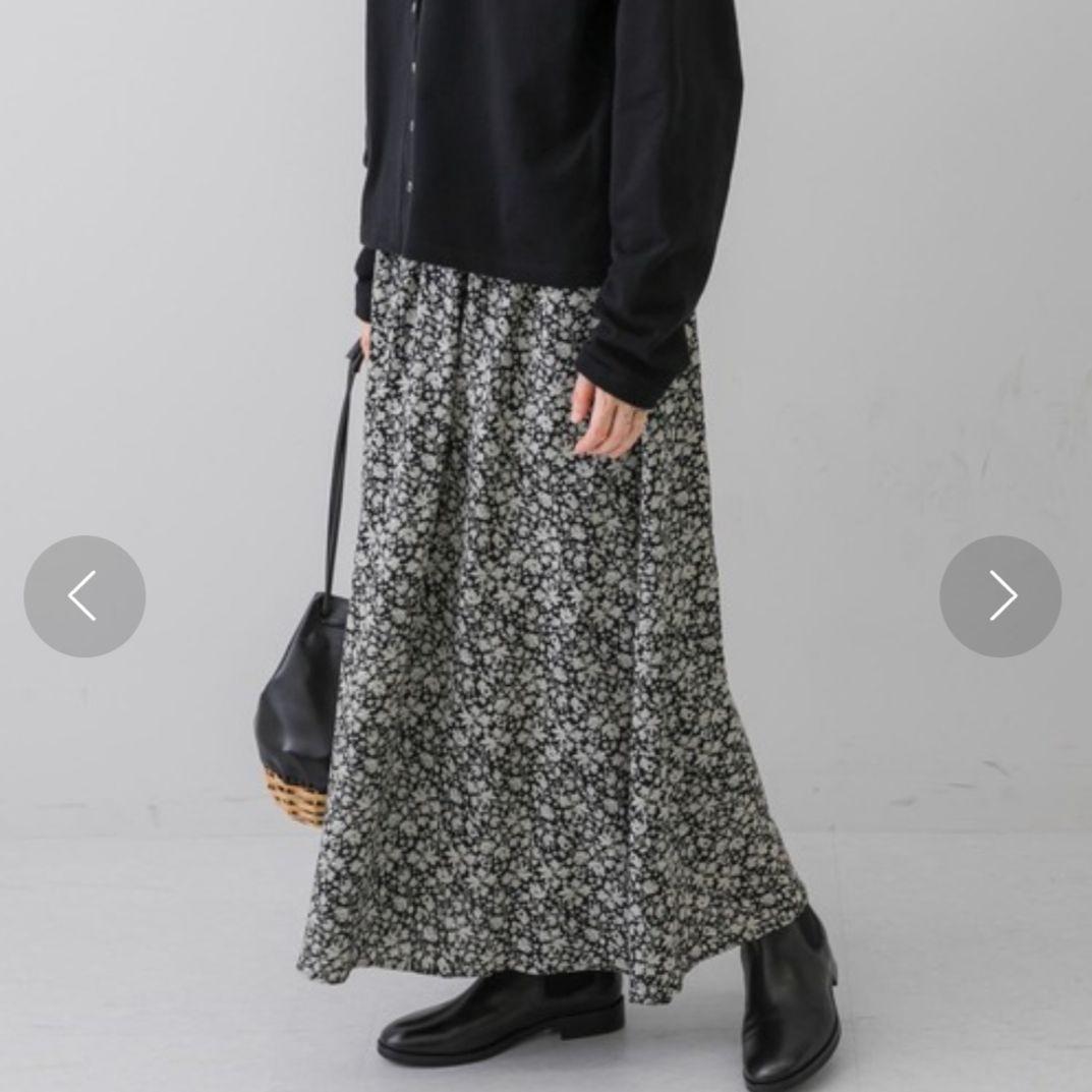 新品タグ付　kagure/かぐれ モノトーン　総柄ロングスカート　　F