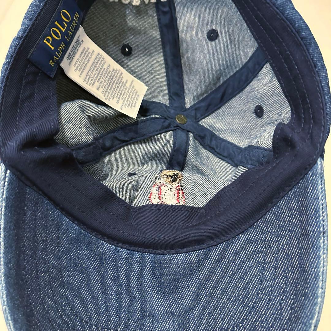 美品 Polo Ralph Laurenラルフローレン ポロベア デニムキャップ