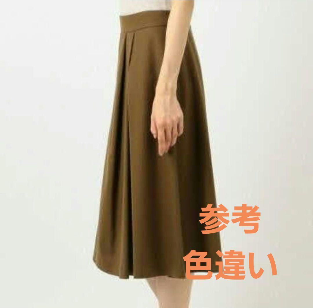 【未使用美品】ウールサキソニーストレッチ フレアスカート レッド系 46