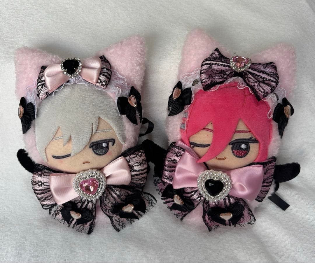 ちびぐるみ ぬい服 11cm ねこ耳 ２着セット ピンク ブラック