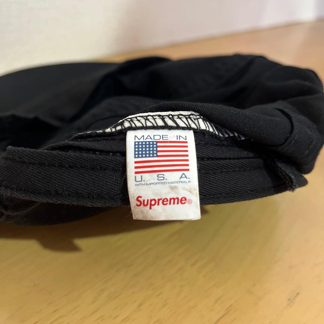 Supreme ブラック 5パネルキャップ