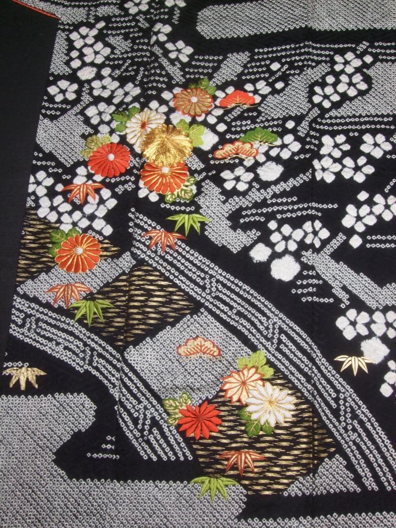 総絞り染め/本絞り染め/金駒刺繍/金彩 振袖フルセット 手絞り ｍ78　成人式