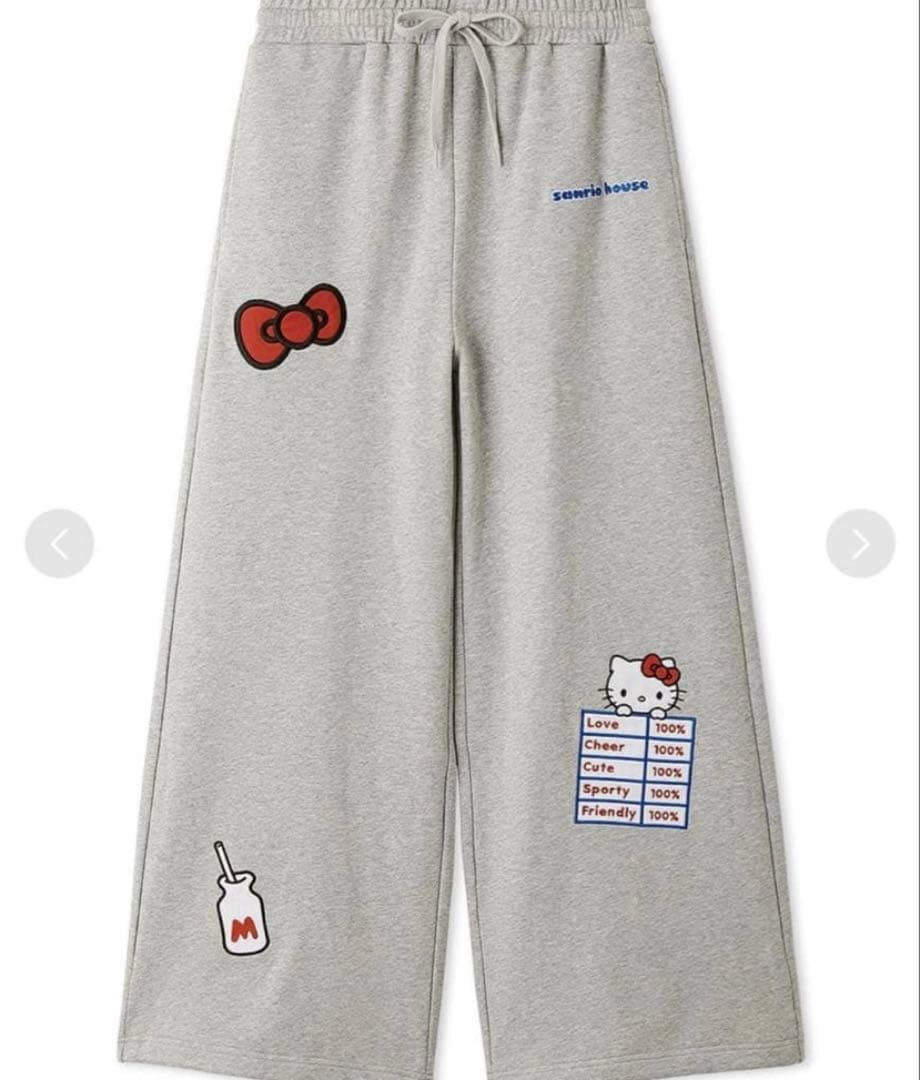 新品未使用❤️サンリオハウス　キティ　アップリケ　スウェット　グレーセットアップ
