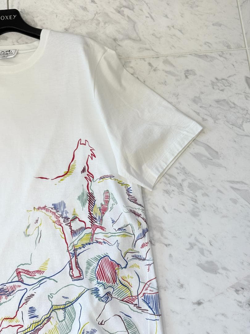 極美品★HERMESメンズTシャツXL コットン カヴァルカード ホースプリント