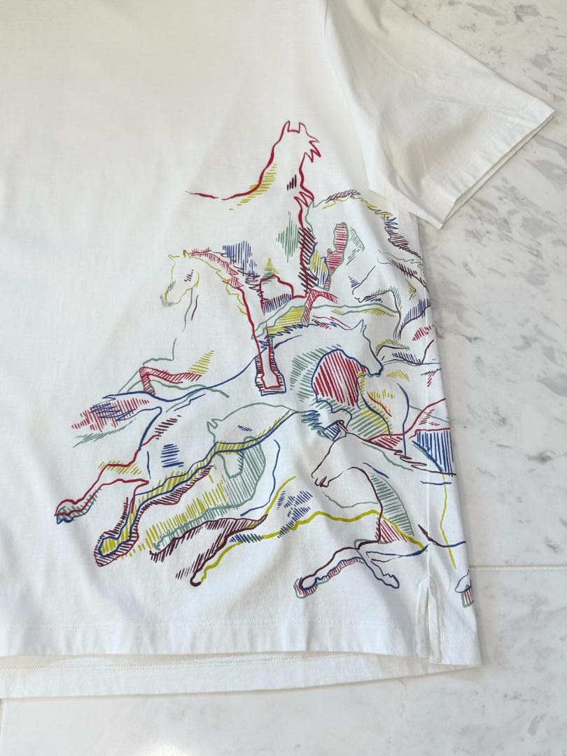 極美品★HERMESメンズTシャツXL コットン カヴァルカード ホースプリント