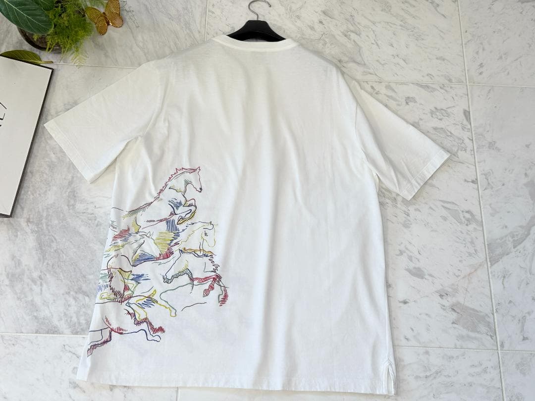 極美品★HERMESメンズTシャツXL コットン カヴァルカード ホースプリント