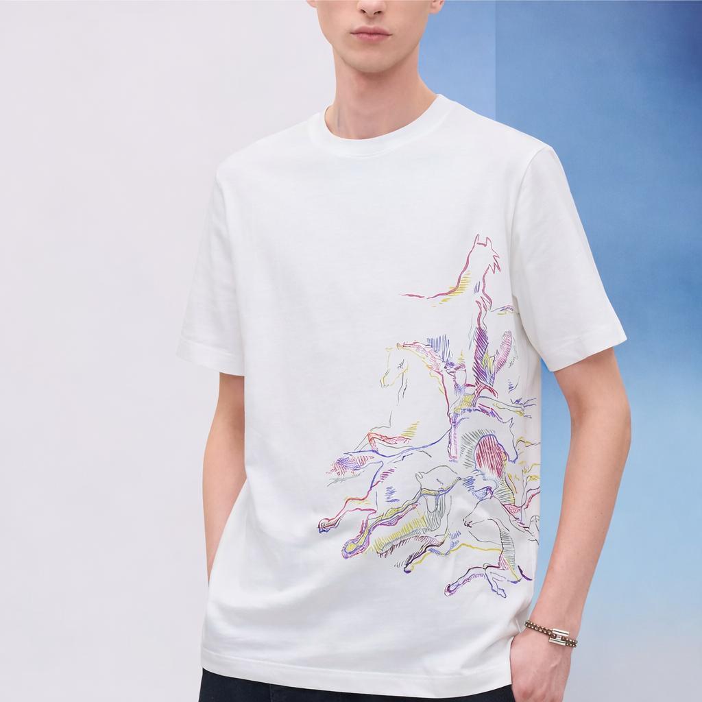 極美品★HERMESメンズTシャツXL コットン カヴァルカード ホースプリント
