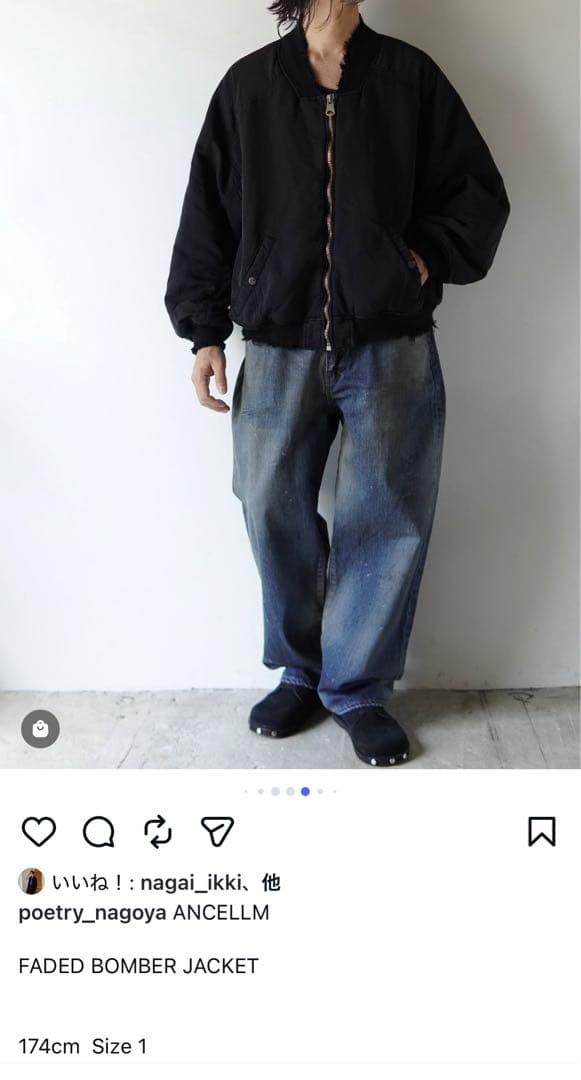 ANCELLM 25AW FADED BOMBER JACKETブラック 黒 1