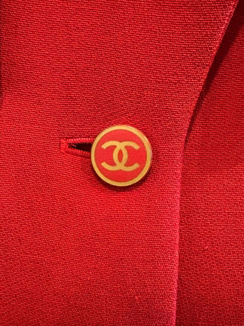 CHANEL テーラードジャケット レッド 34