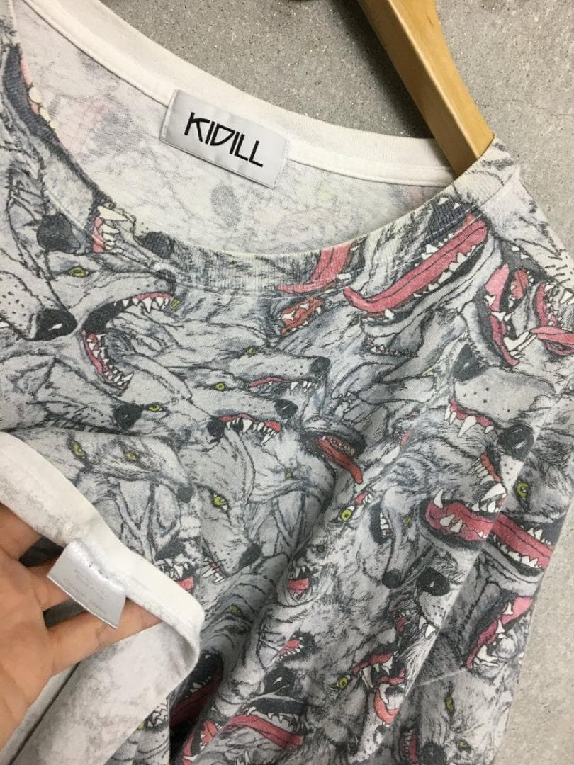 キディル 狼 オオカミ ウルフ 総柄プリント オーバーサイズ Tシャツ