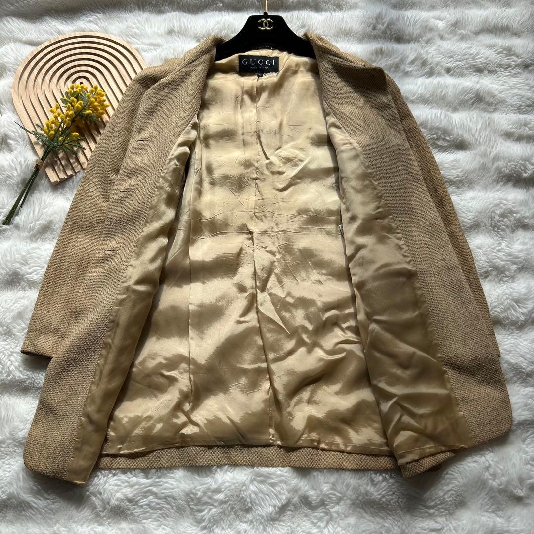 【美品】GUCCI ヴィンテージ シルク ジャケット サイズ42 ベージュ