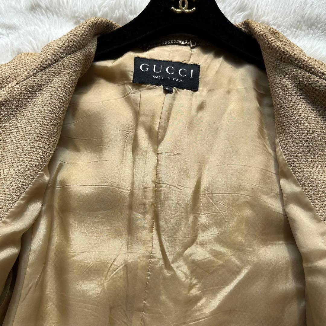 【美品】GUCCI ヴィンテージ シルク ジャケット サイズ42 ベージュ