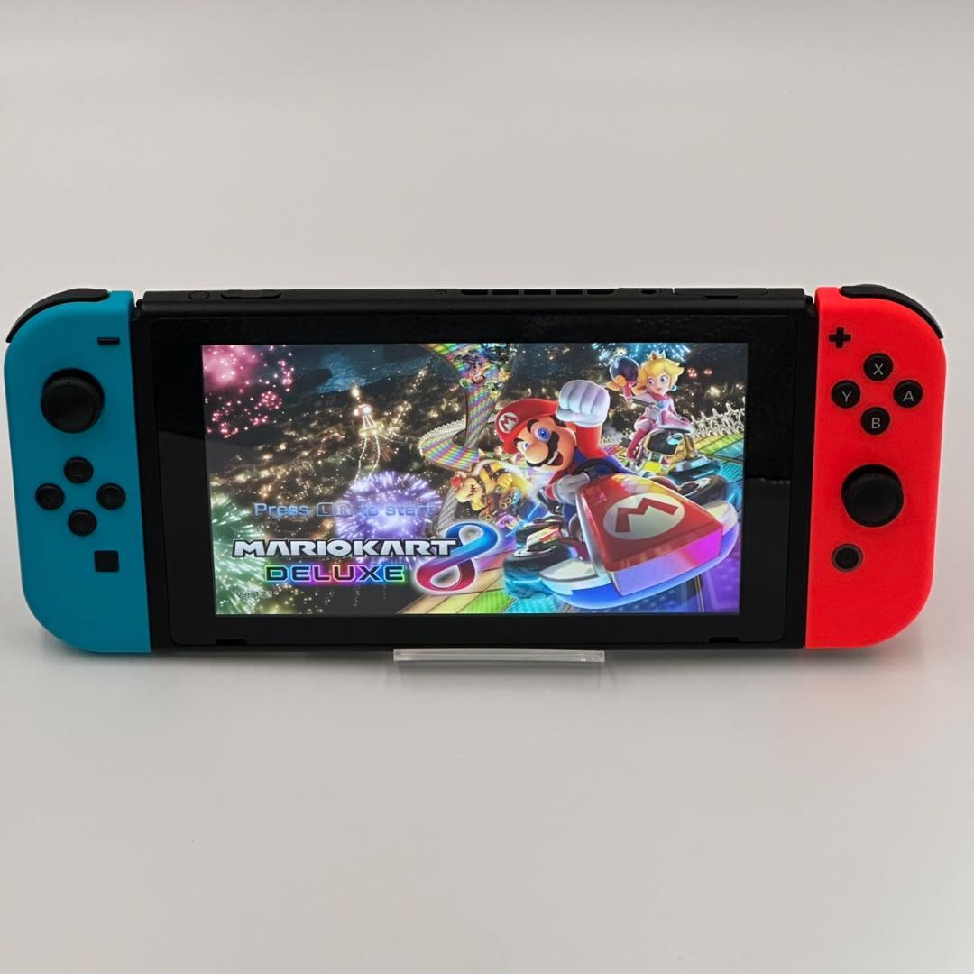 動作品 強化版 Nintendo Switch 本体 ネオンレッドブルー