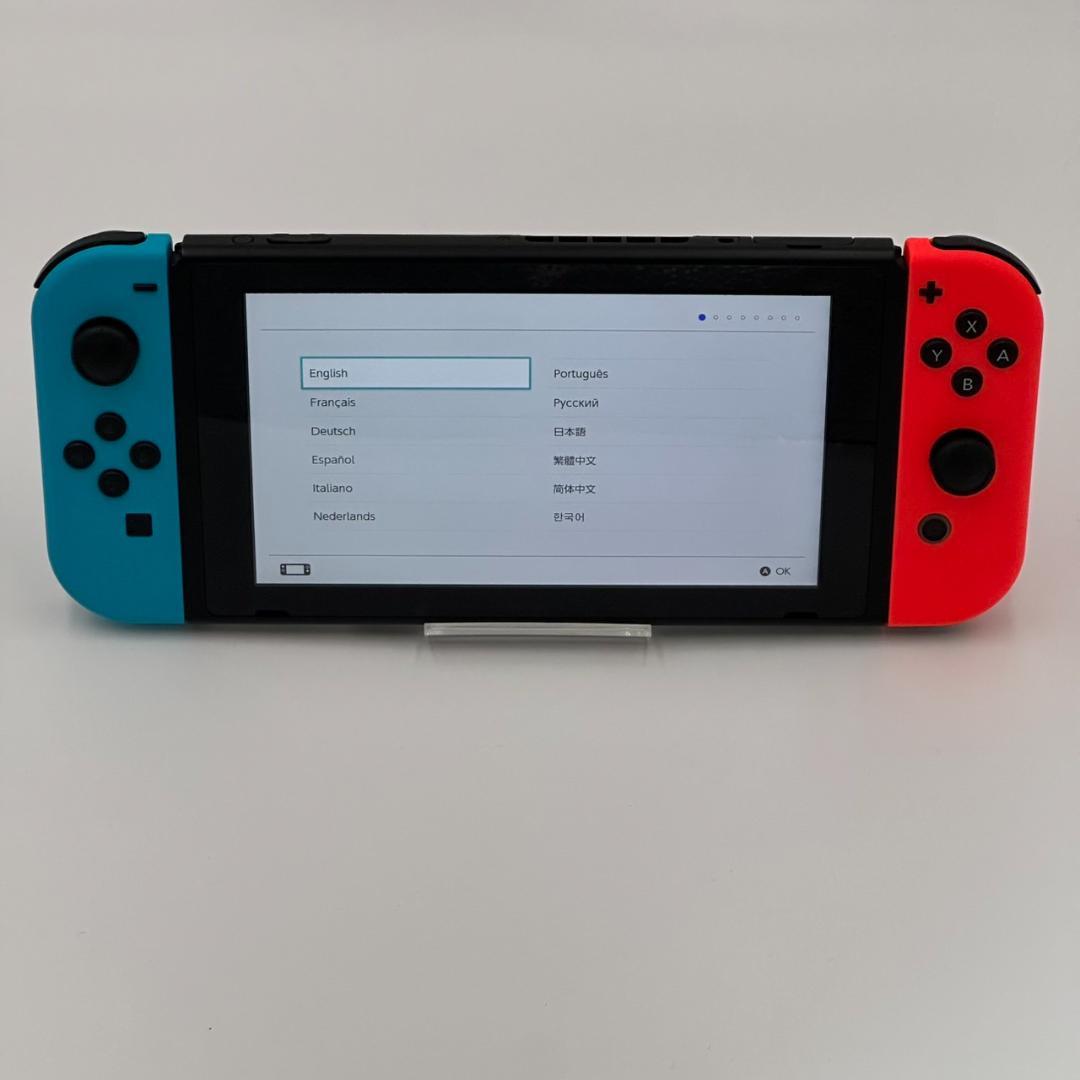 動作品 強化版 Nintendo Switch 本体 ネオンレッドブルー