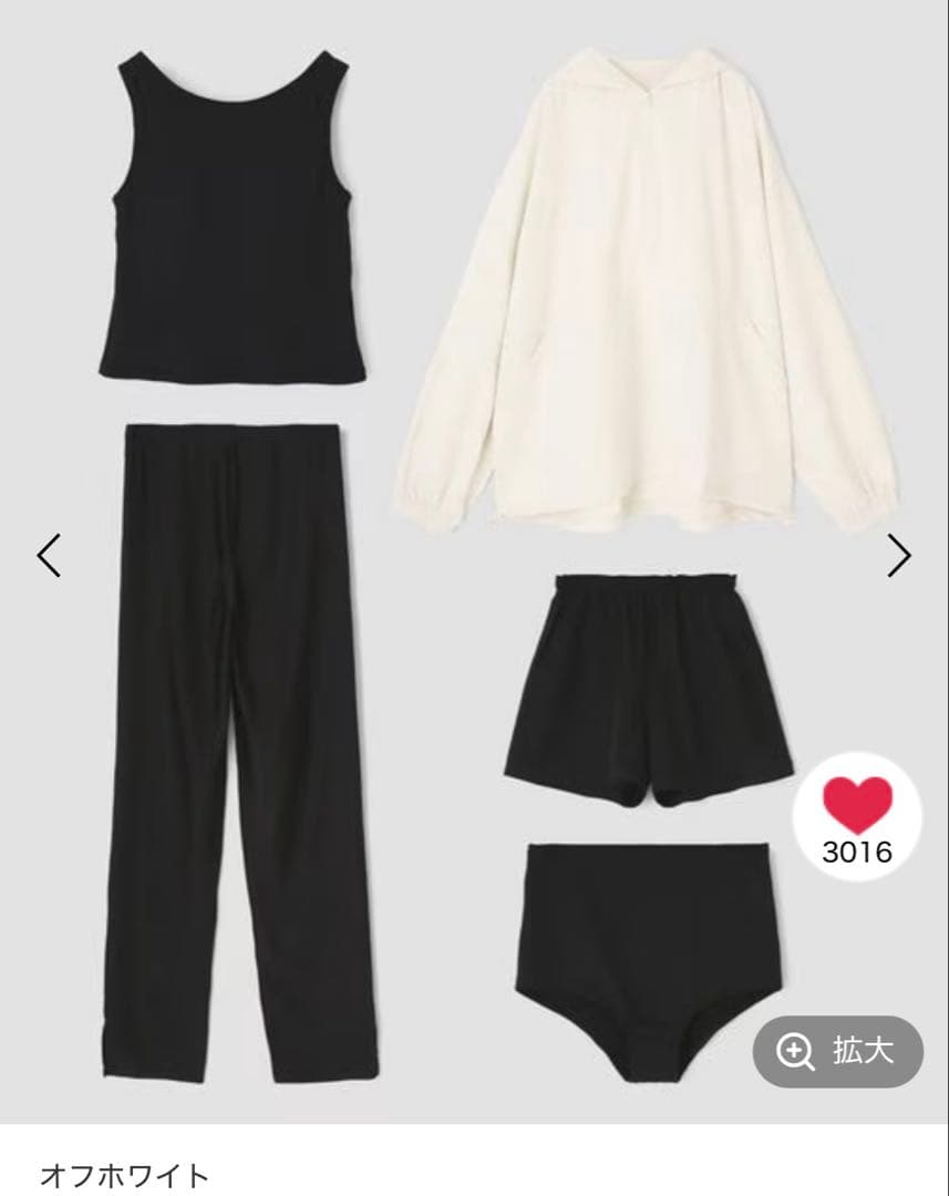 ポケット付きハーフジップラッシュパーカー＋リブタンキニ水着+レギンス5点セット
