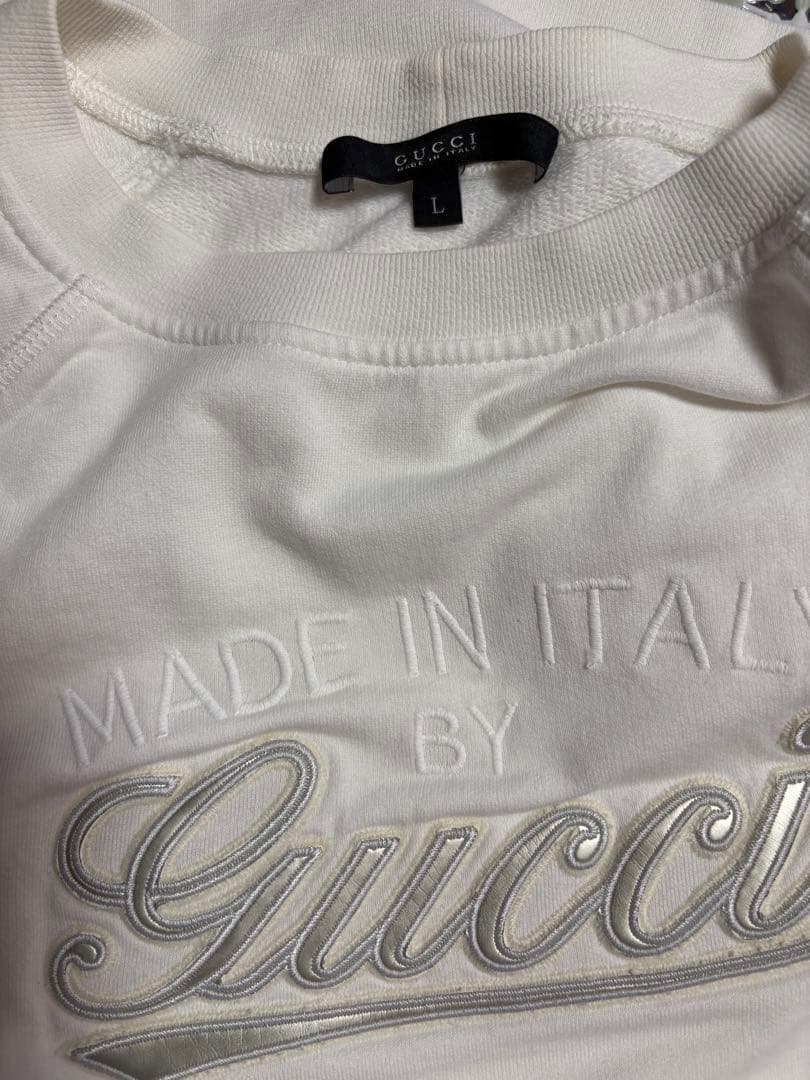 Gucci ホワイト刺繍ロゴTシャツ(L)美品