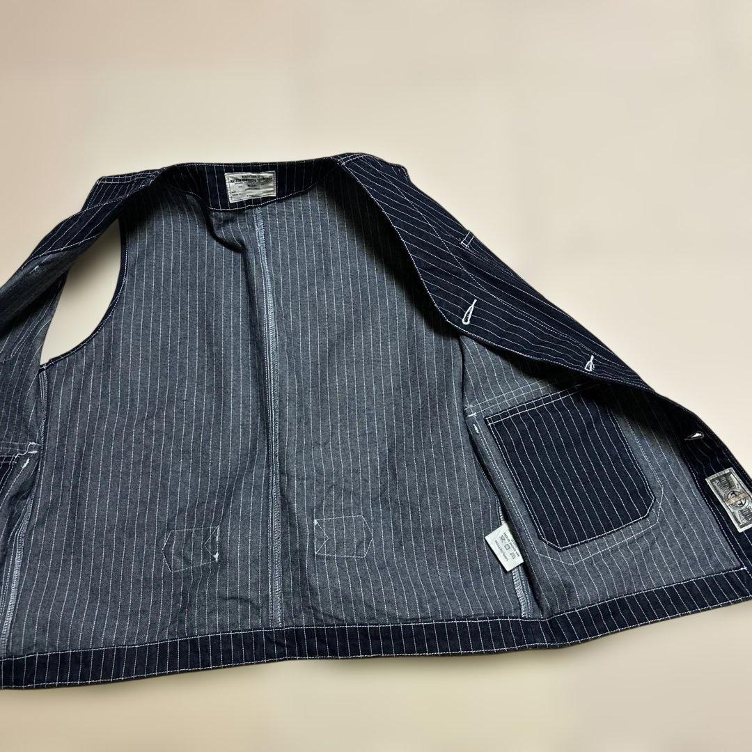 ウォバッシュ　デニム　アメカジ　XL ベスト　ミリタリー　ストライプ　瞬間セール