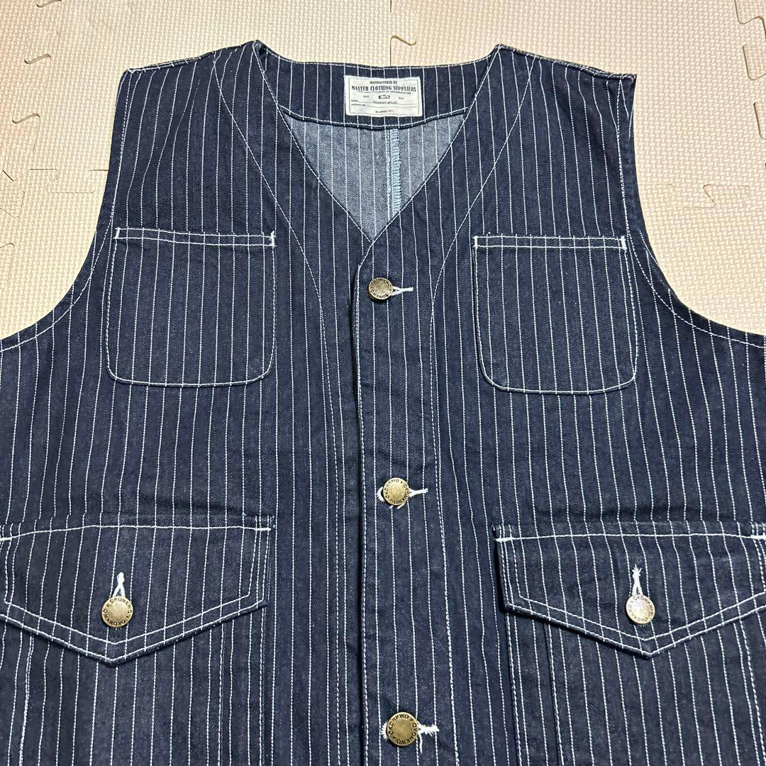 ウォバッシュ　デニム　アメカジ　XL ベスト　ミリタリー　ストライプ　瞬間セール