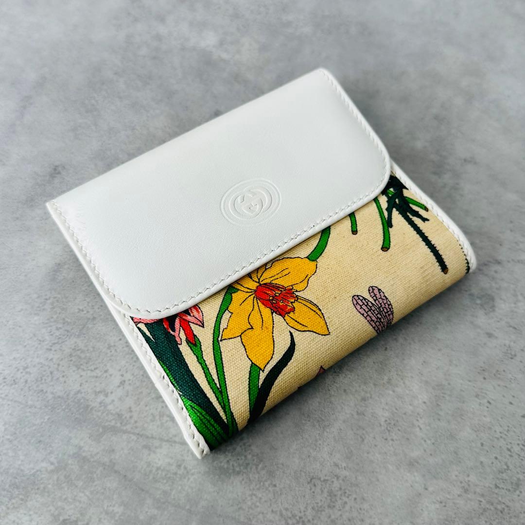 希少✨GUCCI フローラ インターロッキング　花柄　フラワー　二つ折り財布