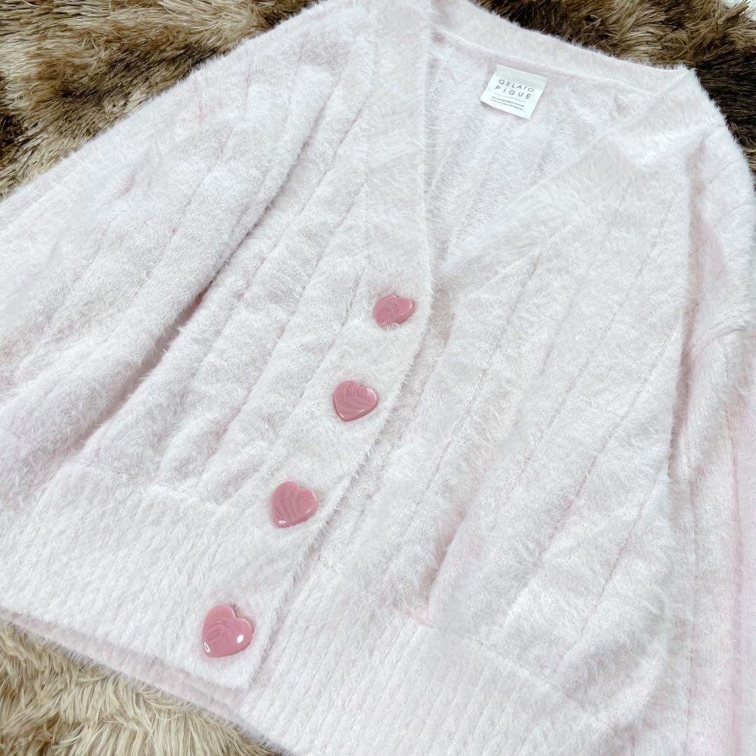 gelato pique PINK フェザーリブカーディガン ハート
