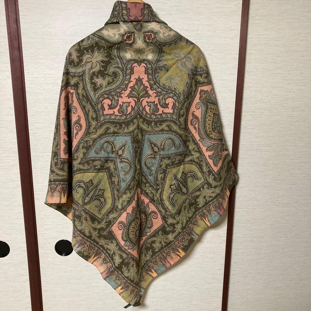 新品未使用ETROペイズリー柄 ストール グリーン ピンク140センチ