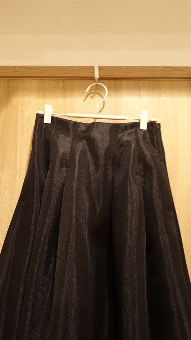 ELENDEEK ブラック メッシュボンディングフレアスカート