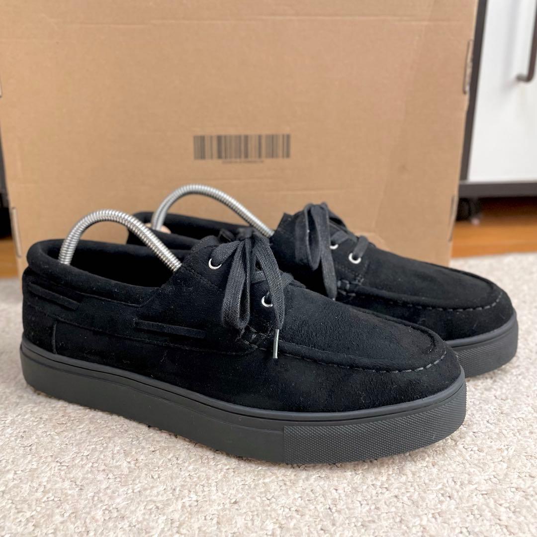 【美品】UNITED ARROWS ボートモックシューズ /25cm モード 黒