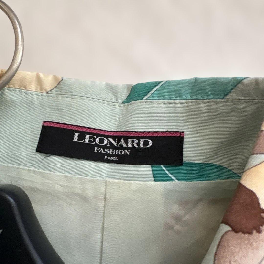 美品 ✨LEONARD レオナール シルク　絹　花トリム コート